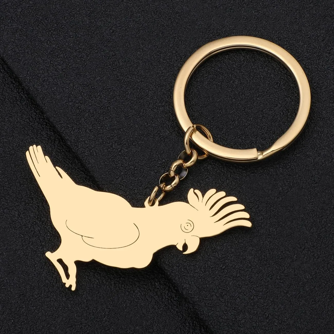 Stainless Steel Silver Plated Cute Cockatiel Keychain Parrot Animals Key Ring Jewelry For Women Car Backpack Key Gifts