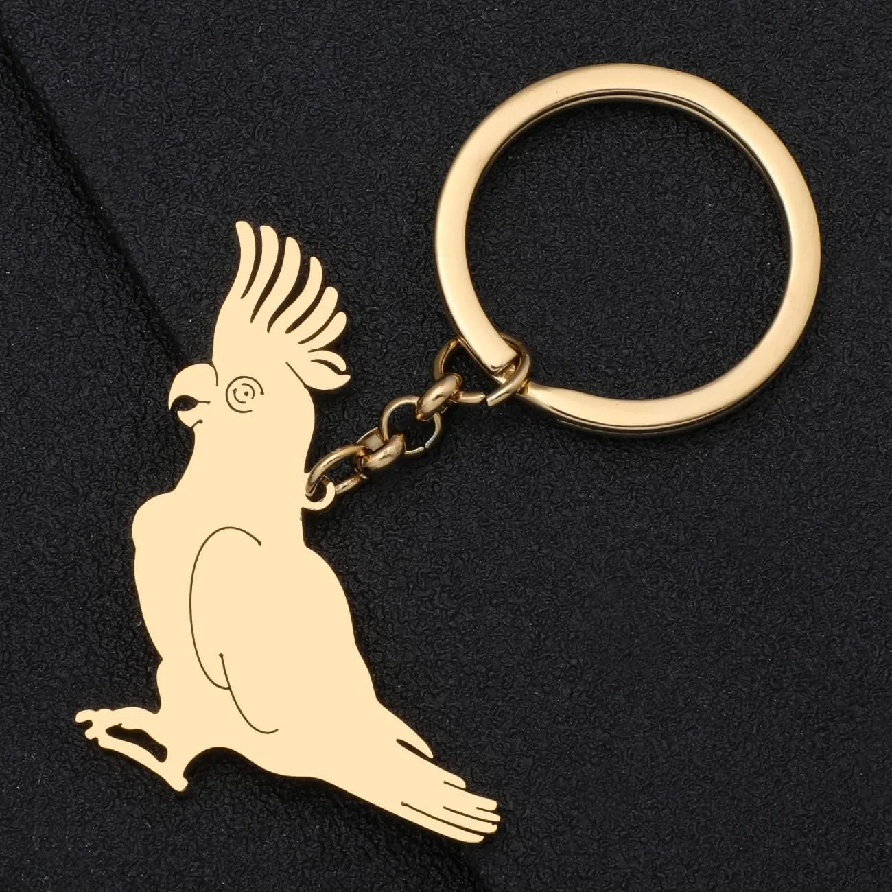 Stainless Steel Silver Plated Cute Cockatiel Keychain Parrot Animals Key Ring Jewelry For Women Car Backpack Key Gifts