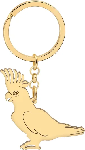 Stainless Steel Silver Plated Cute Cockatiel Keychain Parrot Animals Key Ring Jewelry For Women Car Backpack Key Gifts