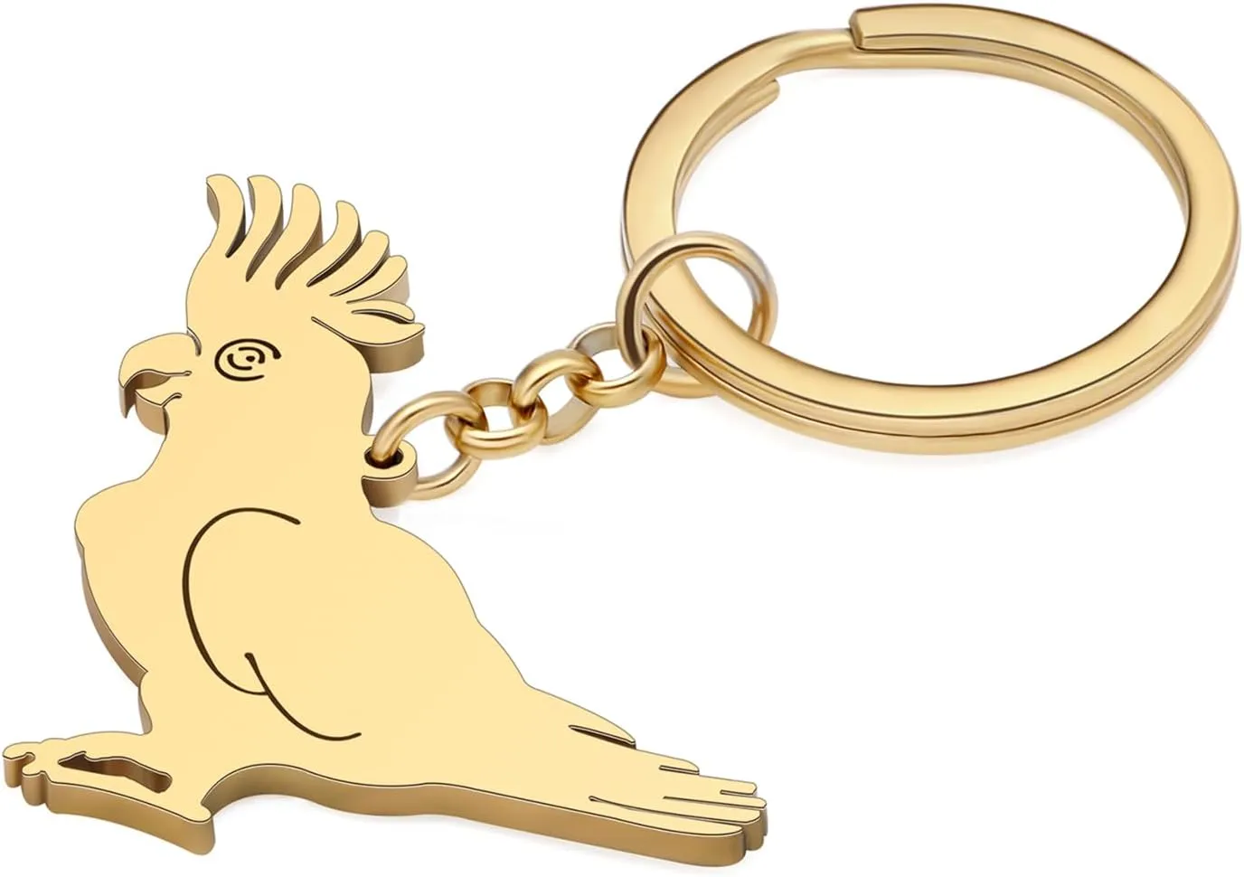 Stainless Steel Silver Plated Cute Cockatiel Keychain Parrot Animals Key Ring Jewelry For Women Car Backpack Key Gifts