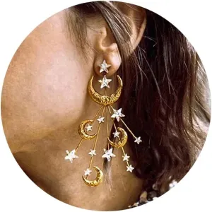 Star Moon Earrings for Women Made Swarovski Crystal Gold Plated Crescent Moon Cubic Zirconia Stars Drop Dangle Earrings Vintage Statement Jewelry Gifts