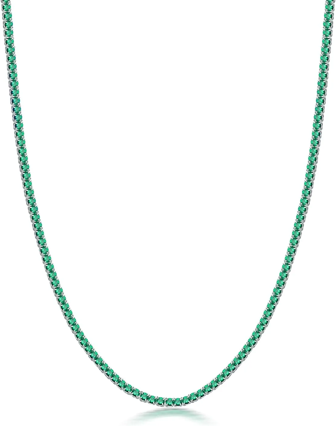 Sterling Silver Cubic Zirconia Tennis Necklace Simulated Diamond Cut Tennis Chain Necklaces Jewelry Gift for Women and Men 14, 15, 16, 18, 20, 22, 24, 26"