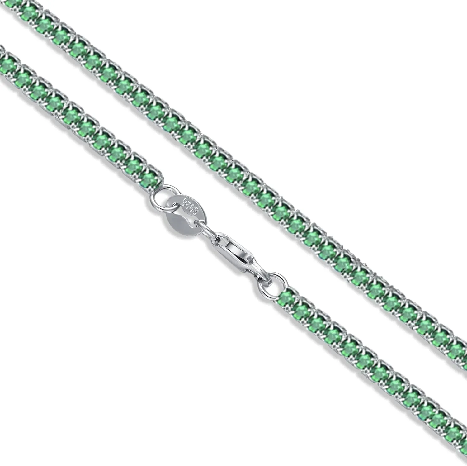 Sterling Silver Cubic Zirconia Tennis Necklace Simulated Diamond Cut Tennis Chain Necklaces Jewelry Gift for Women and Men 14, 15, 16, 18, 20, 22, 24, 26"