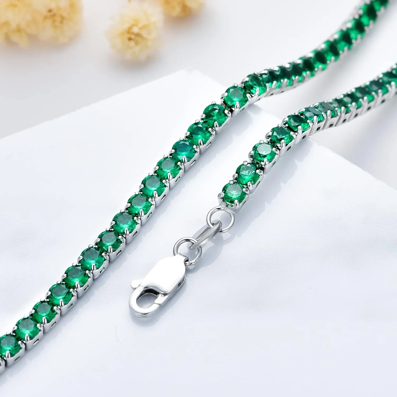 Sterling Silver Cubic Zirconia Tennis Necklace Simulated Diamond Cut Tennis Chain Necklaces Jewelry Gift for Women and Men 14, 15, 16, 18, 20, 22, 24, 26"