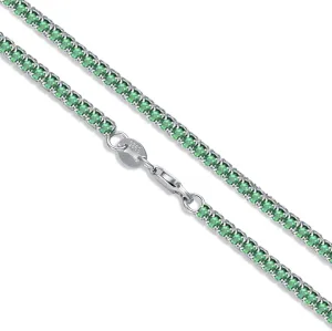 Sterling Silver Cubic Zirconia Tennis Necklace Simulated Diamond Cut Tennis Chain Necklaces Jewelry Gift for Women and Men 14, 15, 16, 18, 20, 22, 24, 26"