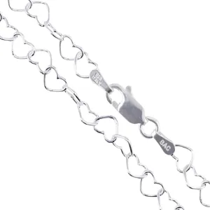 Sterling Silver Italian Love Heart Chain Solid 925 Italy Infinity Promise Necklace