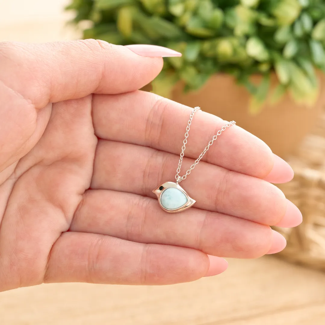 Sterling Silver Larimar Birdie Necklace