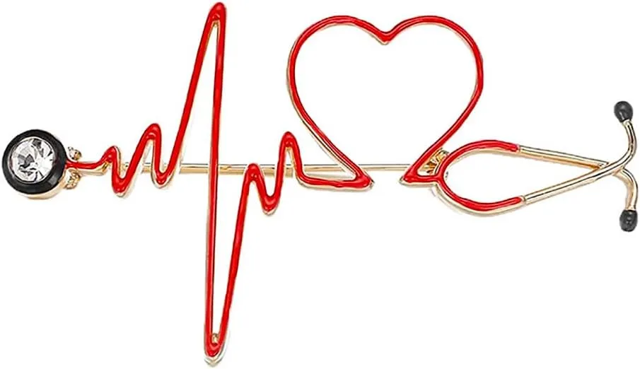 Stethoscope Pins Medical Brooch Nurse Pin Student Graduation Gift Heart-Shaped Pins Lapel Pin Medical Jewelry for Women Alloy Jewelry Accessories Gifts