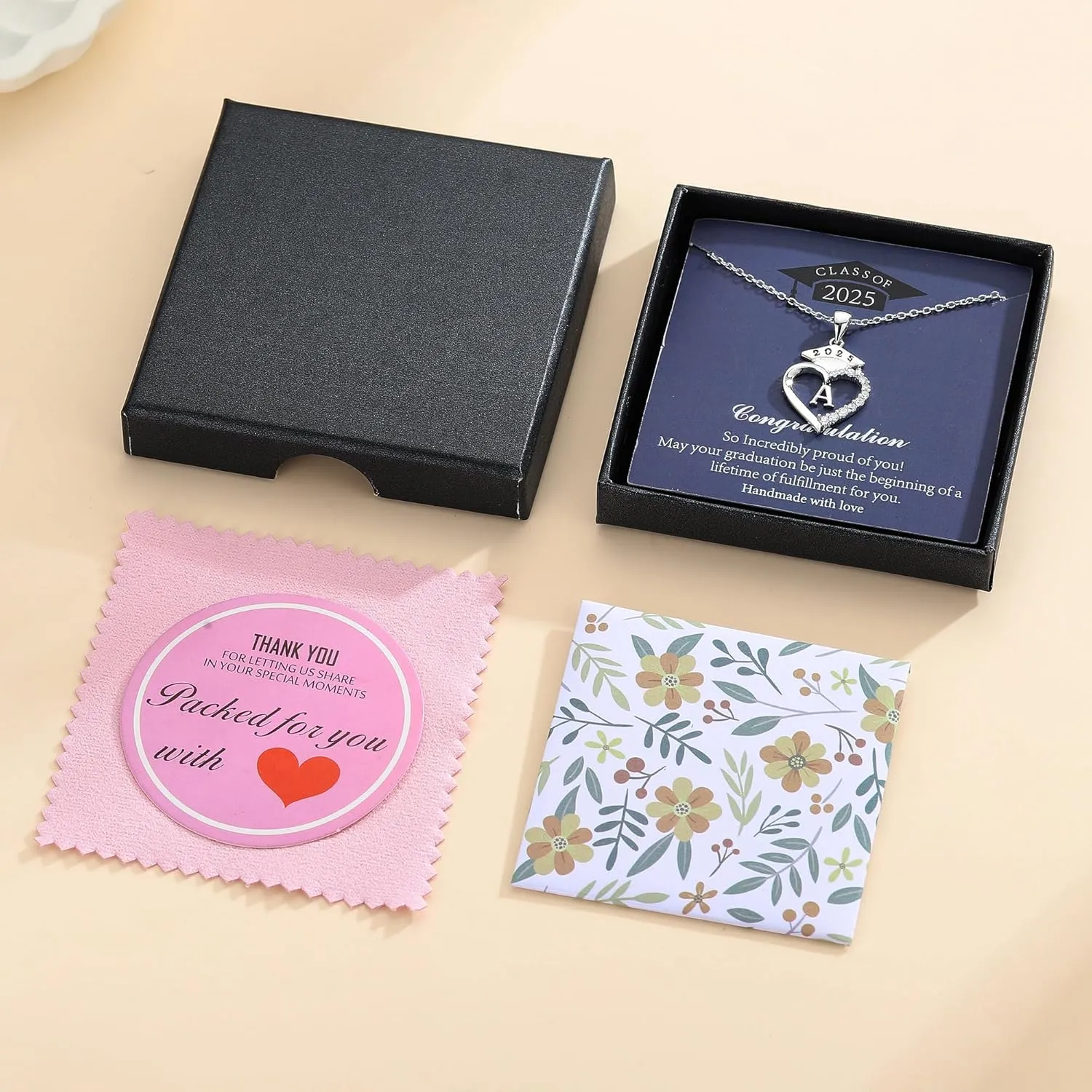 STORUP Graduation Gifts for Her 2025, Heart Initial Necklaces With Class Of 2025 Graduation Cap Necklace High School College Gifts for Her