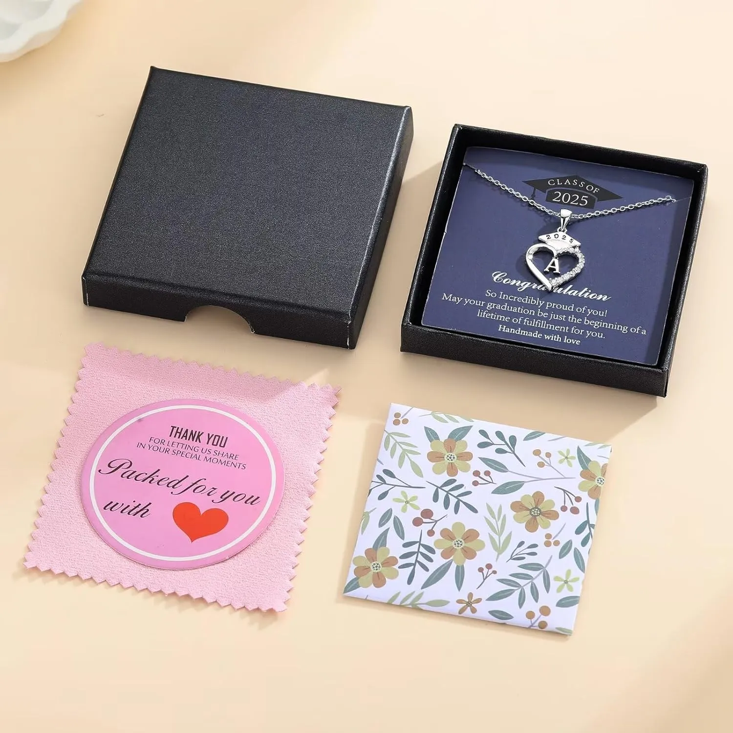 STORUP Graduation Gifts for Her 2025, Heart Initial Necklaces With Class Of 2025 Graduation Cap Necklace High School College Gifts for Her