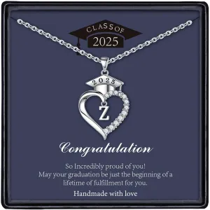 STORUP Graduation Gifts for Her 2025, Heart Initial Necklaces With Class Of 2025 Graduation Cap Necklace High School College Gifts for Her