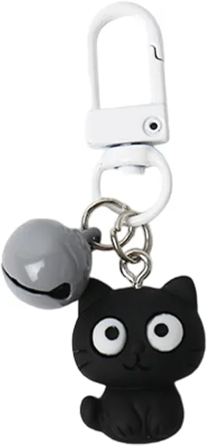 Stylish Cat Pendant Keychain - Black Kitten Charm Key Ring for Keys, Handbags, and Backpacks - 6x3 cm Keychain for Women - Cat-Themed Accessory for Bags, Couples Gift, Girls' Purse Charm