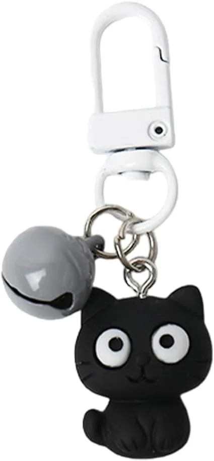 Stylish Cat Pendant Keychain - Black Kitten Charm Key Ring for Keys, Handbags, and Backpacks - 6x3 cm Keychain for Women - Cat-Themed Accessory for Bags, Couples Gift, Girls' Purse Charm