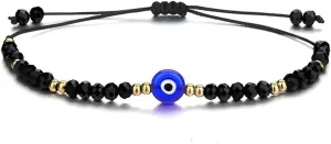 SUMMER LOVE Dainty Hand Made Beaded Nazar Evil Eye Bracelet Adjustable String Amulet for Women Men