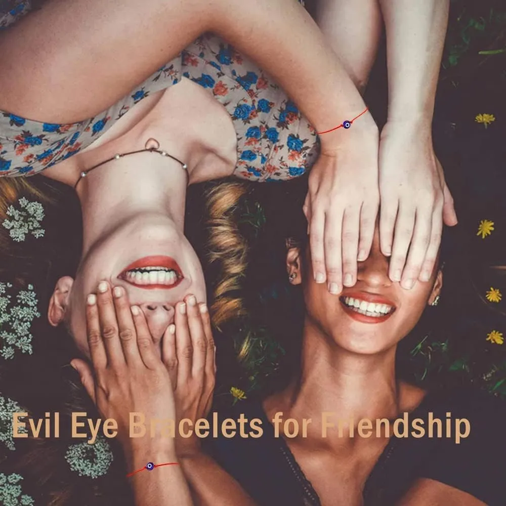 SUMMER LOVE Handmade Jewelry Evil Eye Bracelet Set Bulk with Card,Red String Bracelets Kabbalah Protection Luck Amulet for Women Men Family Friends Pulseras Mujer
