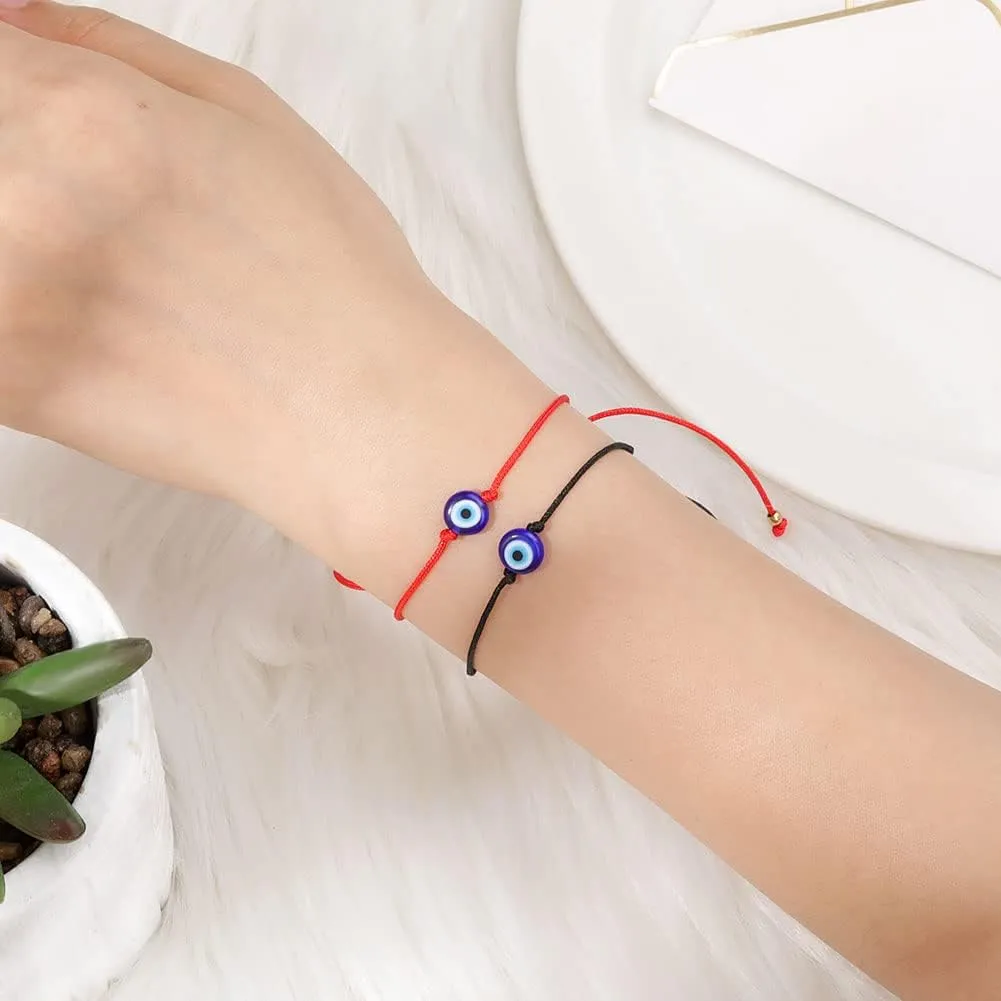 SUMMER LOVE Handmade Jewelry Evil Eye Bracelet Set Bulk with Card,Red String Bracelets Kabbalah Protection Luck Amulet for Women Men Family Friends Pulseras Mujer