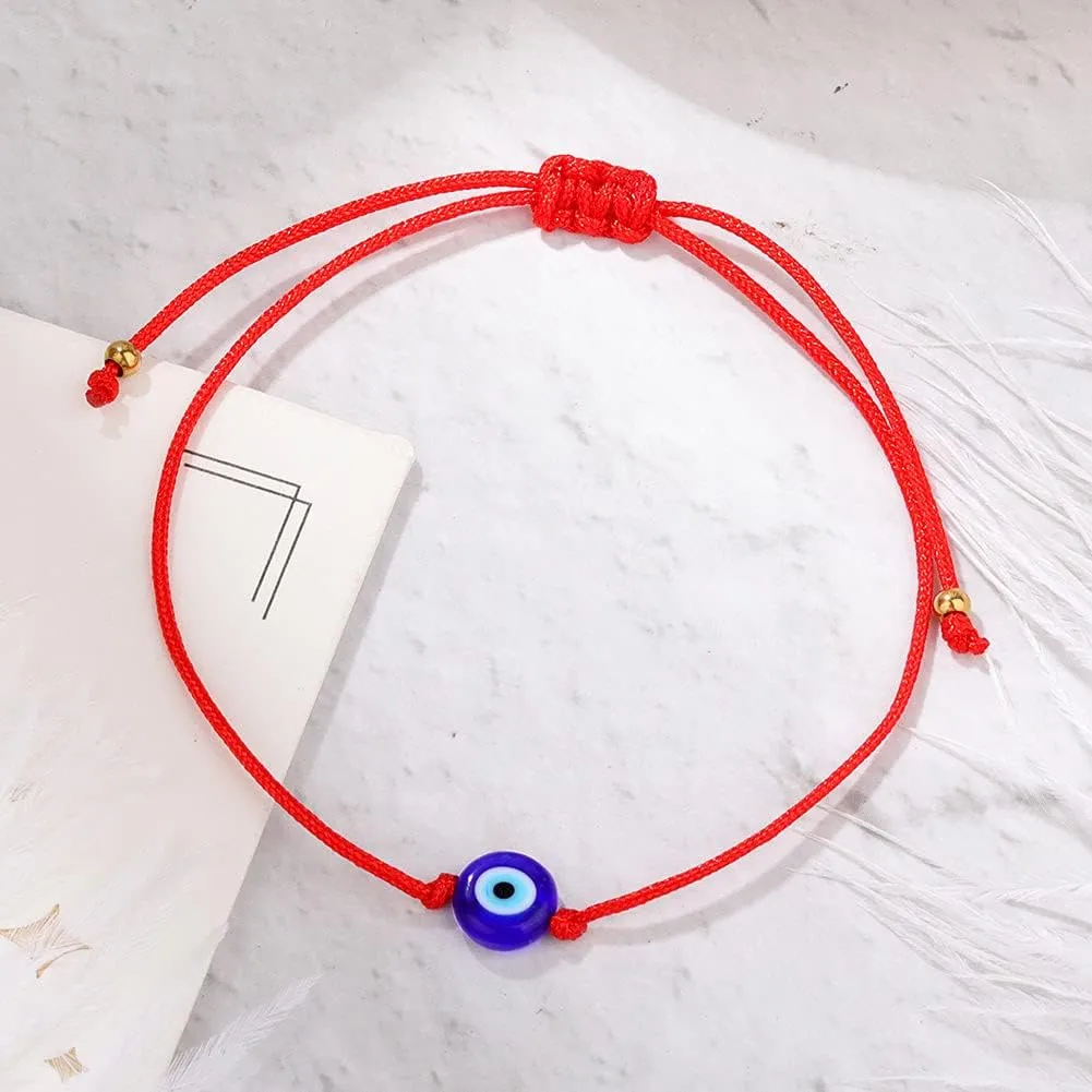 SUMMER LOVE Handmade Jewelry Evil Eye Bracelet Set Bulk with Card,Red String Bracelets Kabbalah Protection Luck Amulet for Women Men Family Friends Pulseras Mujer