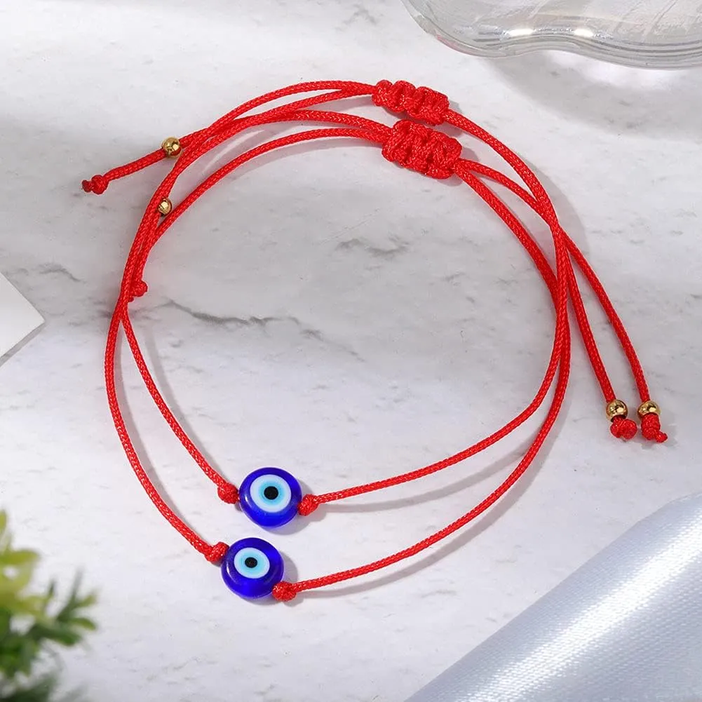 SUMMER LOVE Handmade Jewelry Evil Eye Bracelet Set Bulk with Card,Red String Bracelets Kabbalah Protection Luck Amulet for Women Men Family Friends Pulseras Mujer