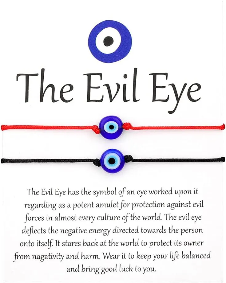 SUMMER LOVE Handmade Jewelry Evil Eye Bracelet Set Bulk with Card,Red String Bracelets Kabbalah Protection Luck Amulet for Women Men Family Friends Pulseras Mujer