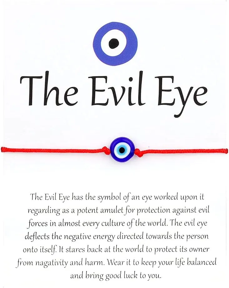 SUMMER LOVE Handmade Jewelry Evil Eye Bracelet Set Bulk with Card,Red String Bracelets Kabbalah Protection Luck Amulet for Women Men Family Friends Pulseras Mujer