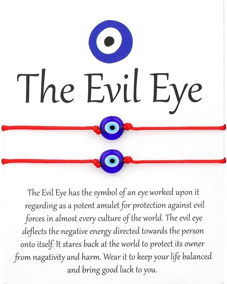 SUMMER LOVE Handmade Jewelry Evil Eye Bracelet Set Bulk with Card,Red String Bracelets Kabbalah Protection Luck Amulet for Women Men Family Friends Pulseras Mujer