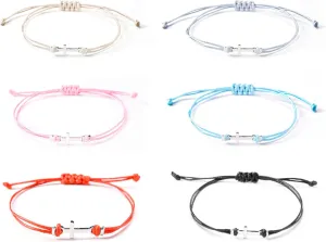 SUNSH 6Pcs Set Cross/Dinosaur/Paw Print/Turtles/Star/Heart Charm Bracelets for Family Women Teens Girl Boy Best Friend Handmade Adjustable Strings Boyfriend Girlfriend Mother Daughter Jewelry Gifts