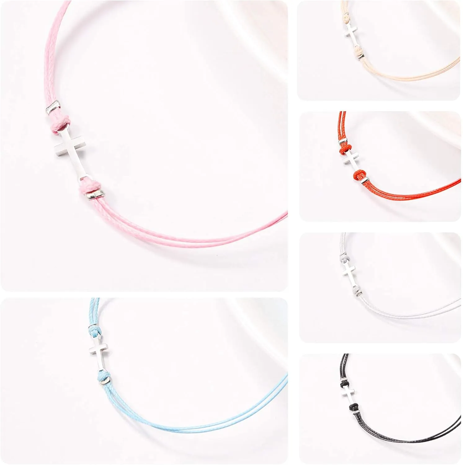 SUNSH 6Pcs Set Cross/Dinosaur/Paw Print/Turtles/Star/Heart Charm Bracelets for Family Women Teens Girl Boy Best Friend Handmade Adjustable Strings Boyfriend Girlfriend Mother Daughter Jewelry Gifts