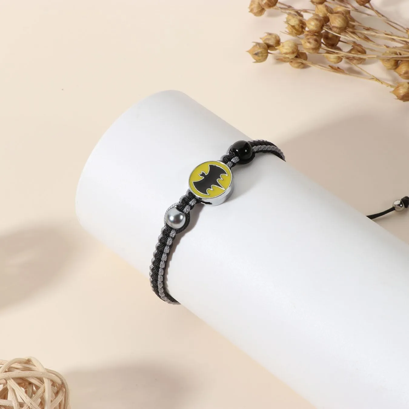 Superhero Spider Kitty Bat Movie Themed Character Charm Bracelet for Fans,Handmade Braided Bracelet Birthday Jewelry Gifts for Son Daughter Friends Bf GF