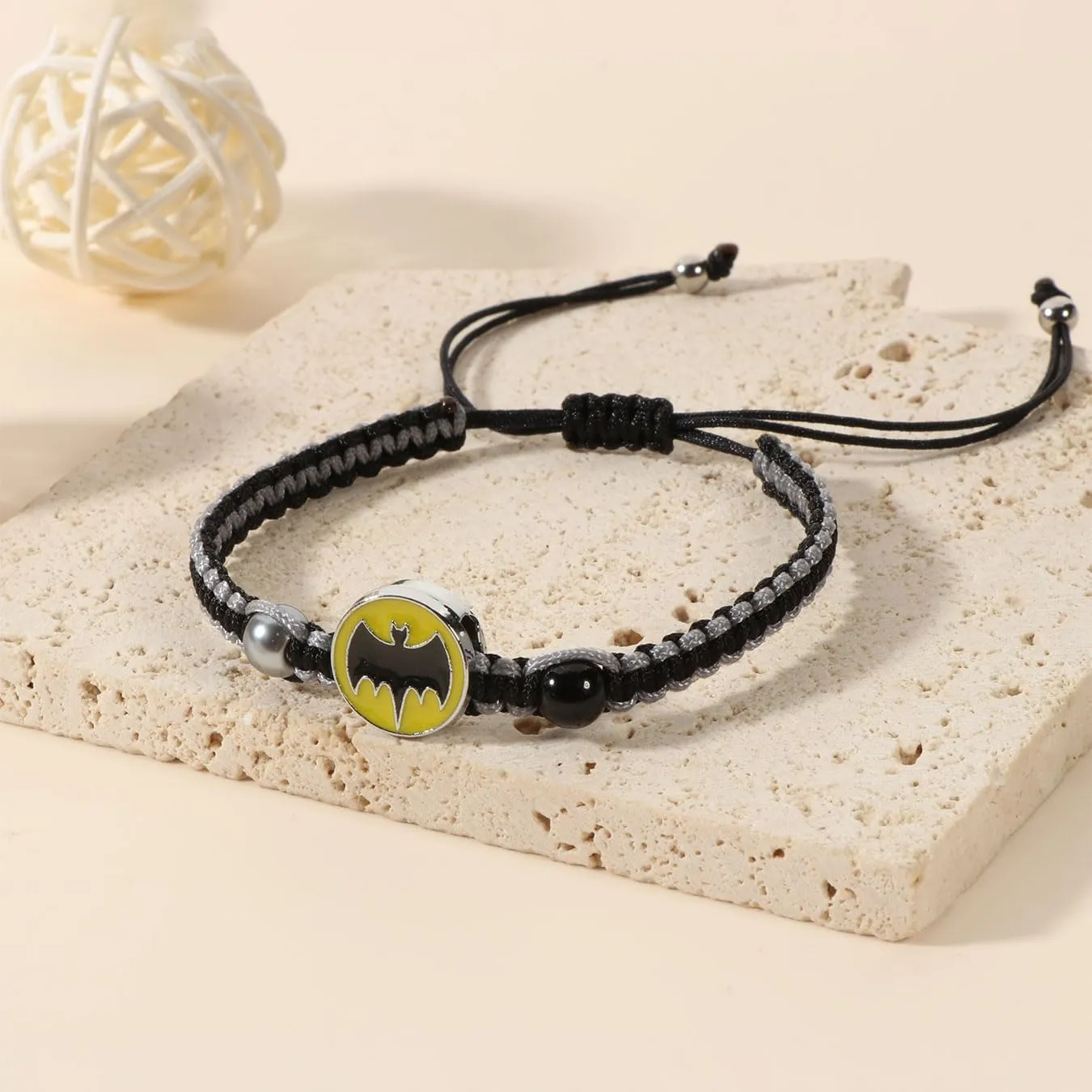 Superhero Spider Kitty Bat Movie Themed Character Charm Bracelet for Fans,Handmade Braided Bracelet Birthday Jewelry Gifts for Son Daughter Friends Bf GF