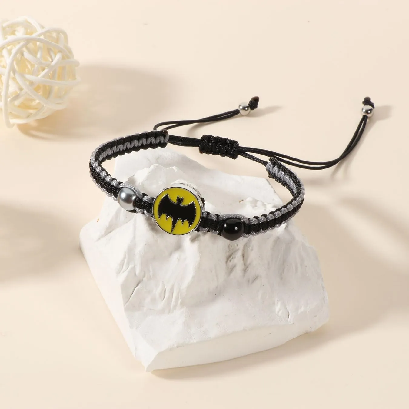 Superhero Spider Kitty Bat Movie Themed Character Charm Bracelet for Fans,Handmade Braided Bracelet Birthday Jewelry Gifts for Son Daughter Friends Bf GF