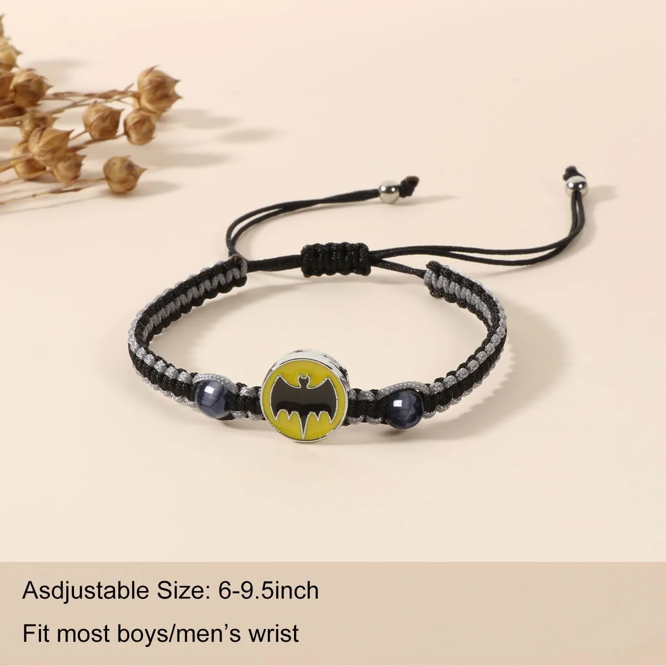 Superhero Spider Kitty Bat Movie Themed Character Charm Bracelet for Fans,Handmade Braided Bracelet Birthday Jewelry Gifts for Son Daughter Friends Bf GF