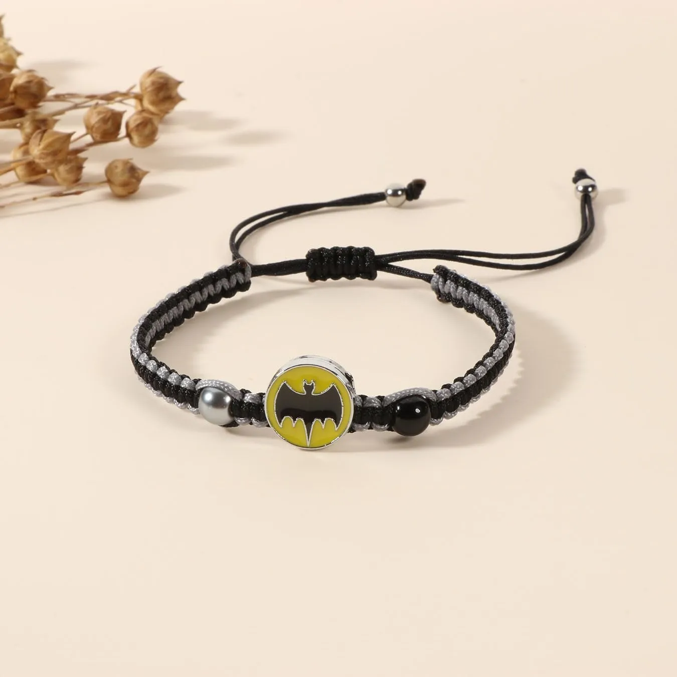 Superhero Spider Kitty Bat Movie Themed Character Charm Bracelet for Fans,Handmade Braided Bracelet Birthday Jewelry Gifts for Son Daughter Friends Bf GF
