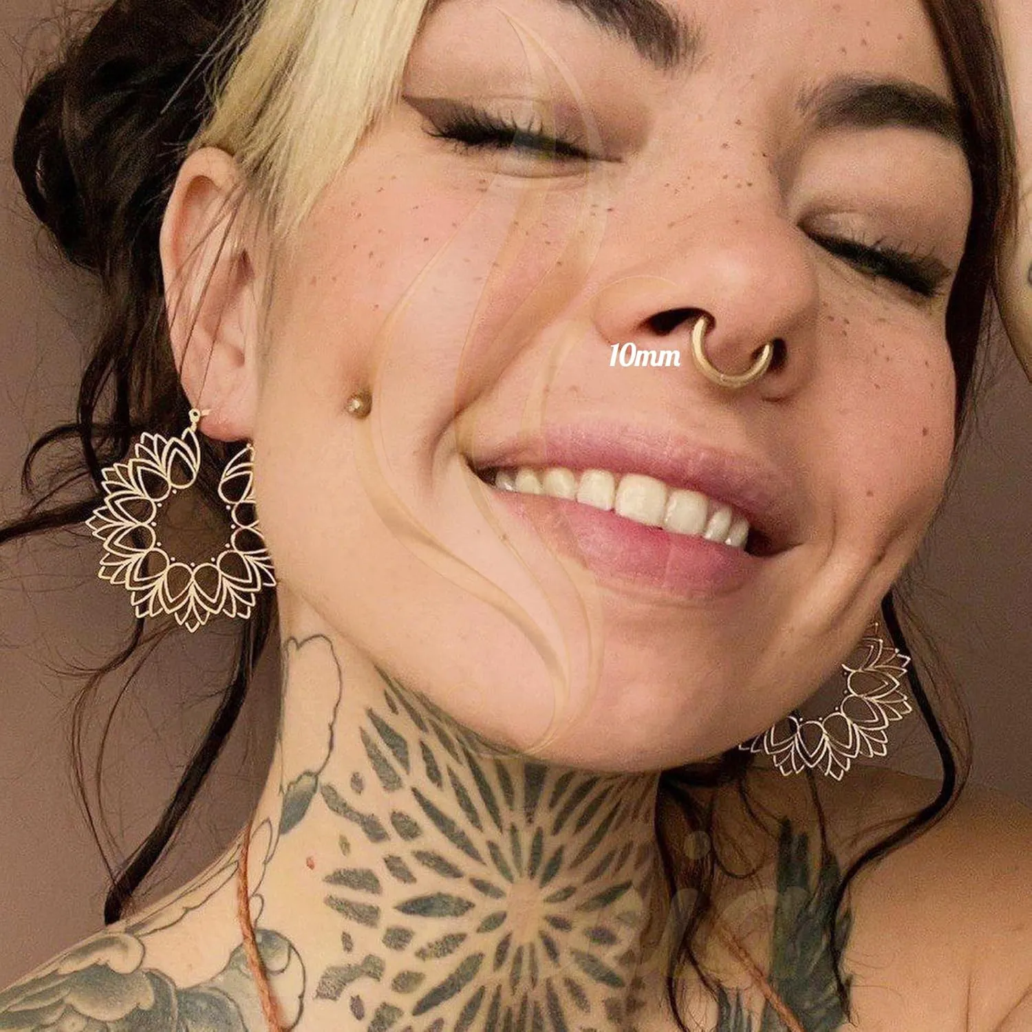 SYLWIA 14K Solid Gold 18g/16g Nose Rings, 6/8/10mm Hinged Segment Septum Rings, Real Gold Lip Tragus Helix Cartilage Conch Earring Hoops Piercing for Women Men