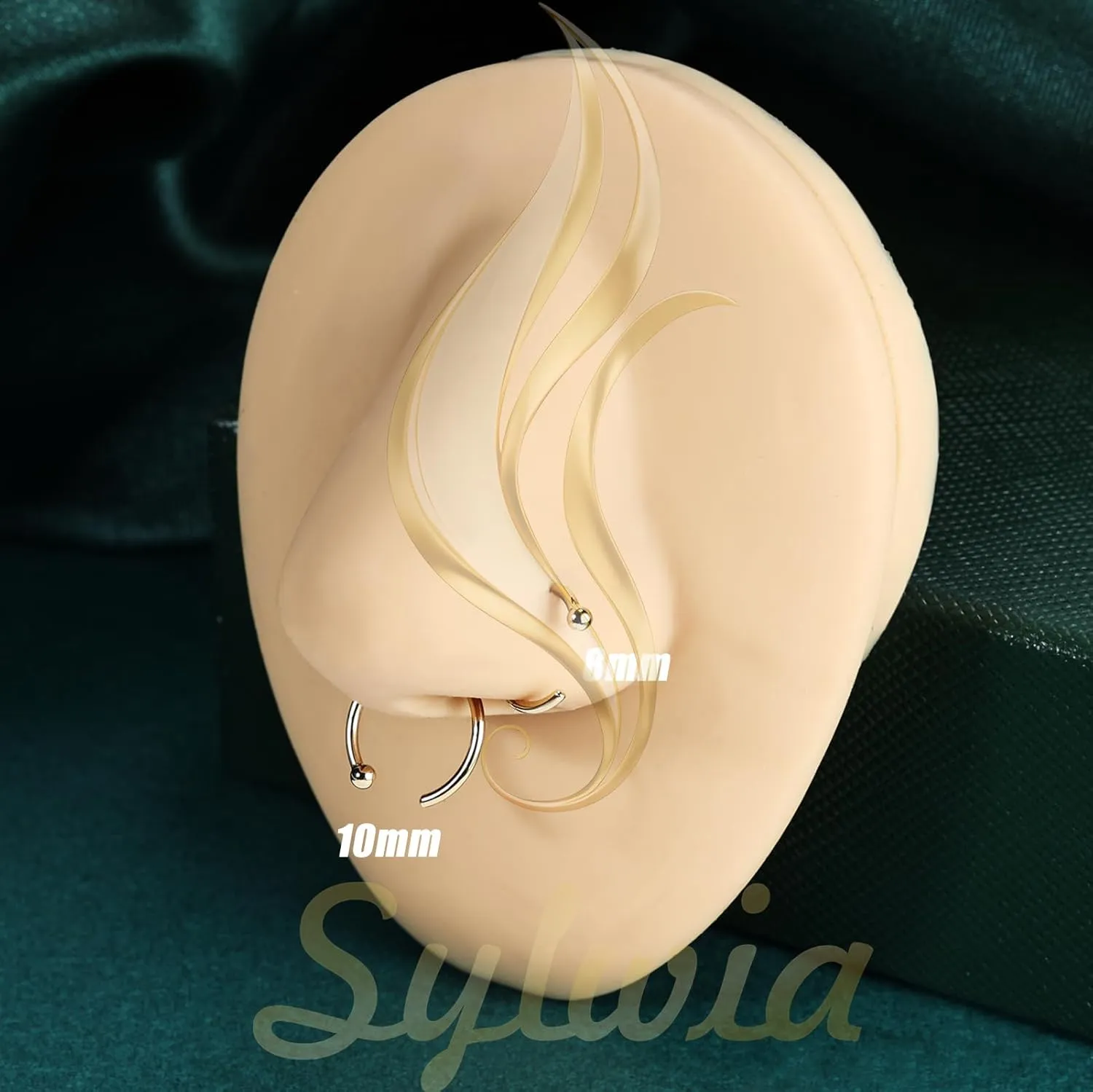 SYLWIA 14K Solid Gold Nose Hoop Nose Ring, Real Gold Hypoallergenic Nose Piercing Jewelry - Handmade Tiny 20G 18G Nose Hoop for Women Men