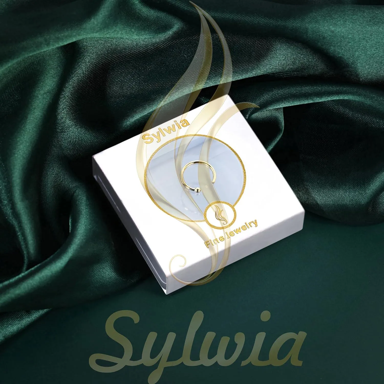 SYLWIA 14K Solid Gold Nose Hoop Nose Ring, Real Gold Hypoallergenic Nose Piercing Jewelry - Handmade Tiny 20G 18G Nose Hoop for Women Men