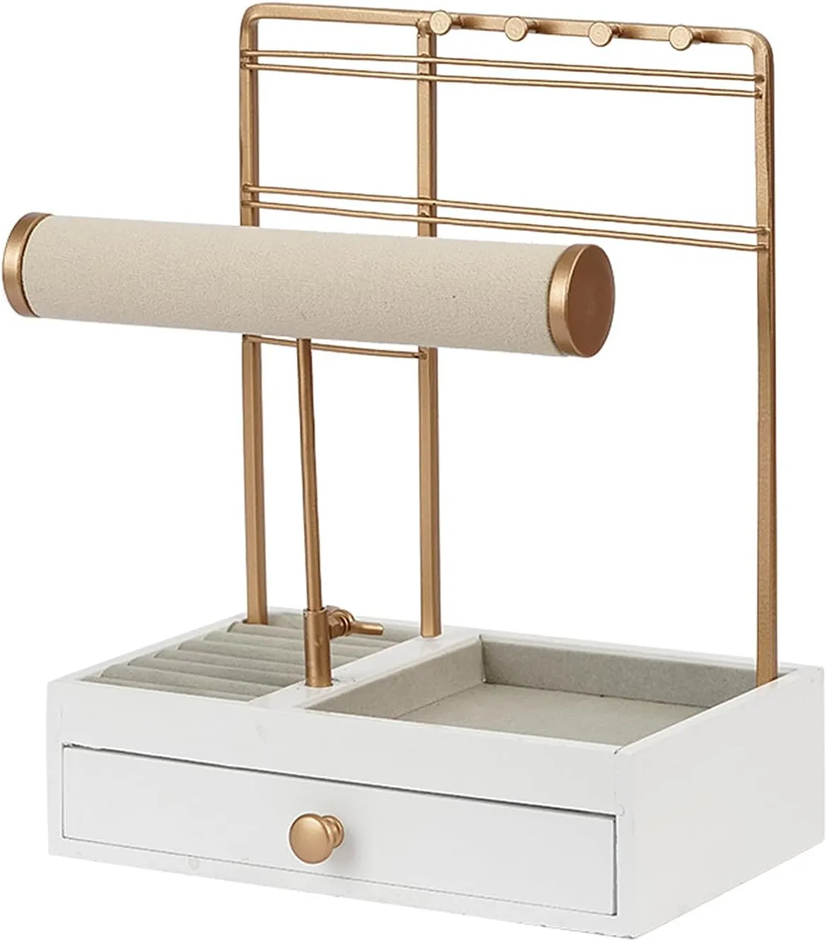 TANG SONG Multi-Functional Drawer Storage Rack Necklace Display Stand Necklace Bracelets Earring Chains Organizer Holder for Home (White)