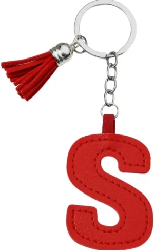 tenghong2021 Cute Leather Key Chains for Women Initial Letter Keychains Tassel Charms for Key Purse Handbags Backpack