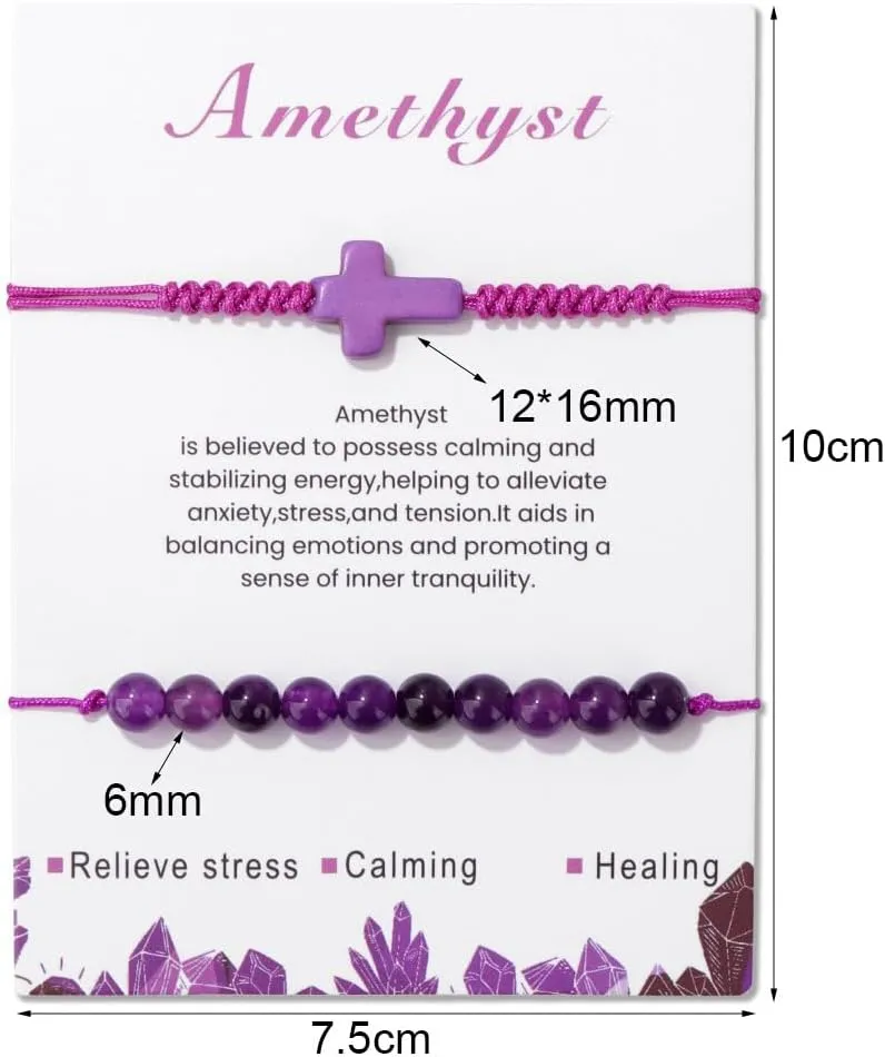 tenghong2021 Handmade 6mm Stone Bead Woven Bracelet for Women Men Adjustable Natural Gemstone Cross Bracelet Natural Stone Stretch Elastic Bracelet for Women Men Jewelry