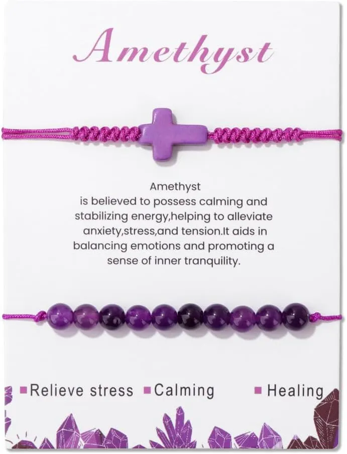 tenghong2021 Handmade 6mm Stone Bead Woven Bracelet for Women Men Adjustable Natural Gemstone Cross Bracelet Natural Stone Stretch Elastic Bracelet for Women Men Jewelry