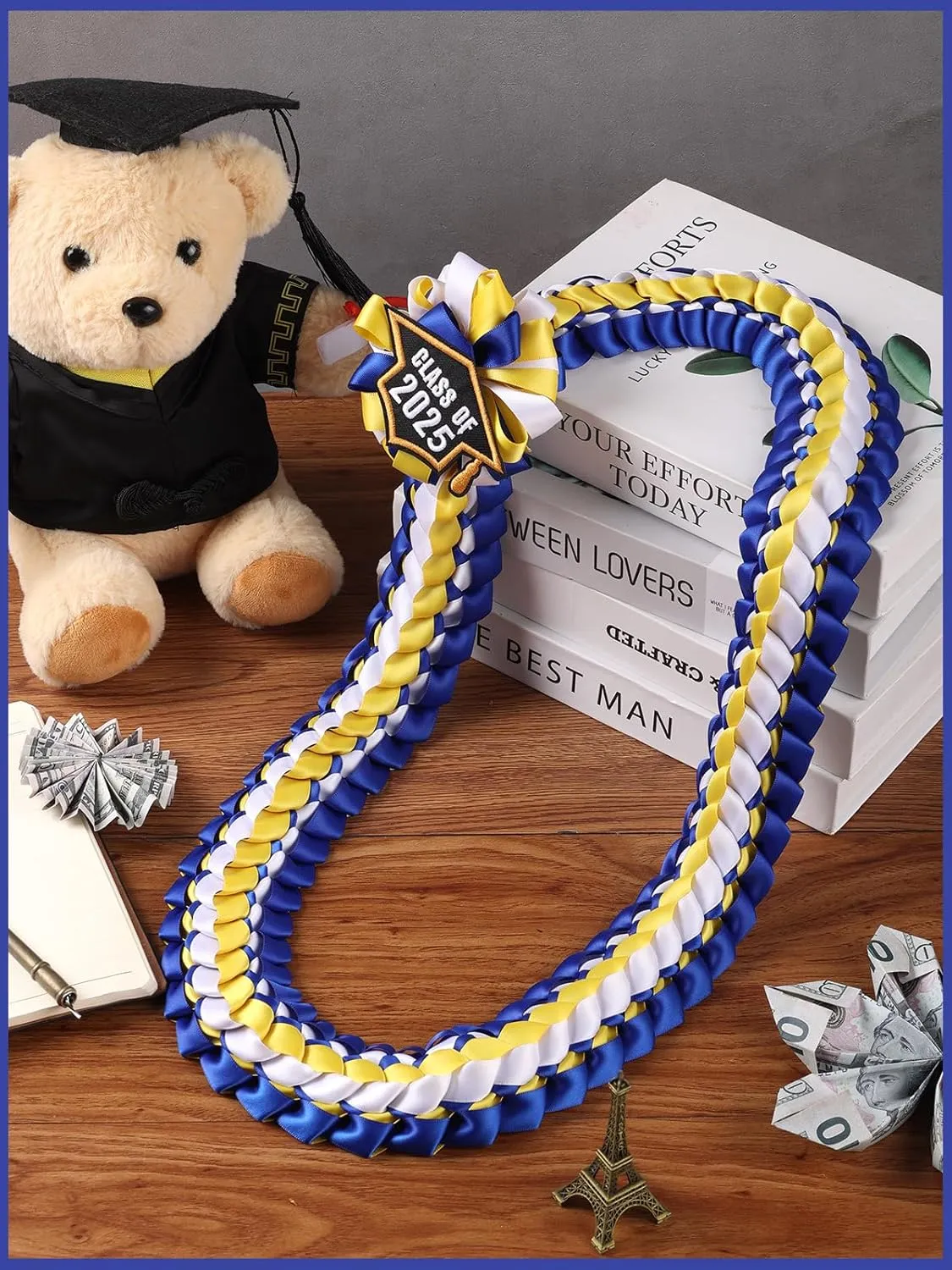 TFTAFAN Silk Graduation Leis Class of 2025 Graduation Ribbon Leis Graduation Necklace Braided Necklaces For High School College Graduation DIY Decors Party Supplies