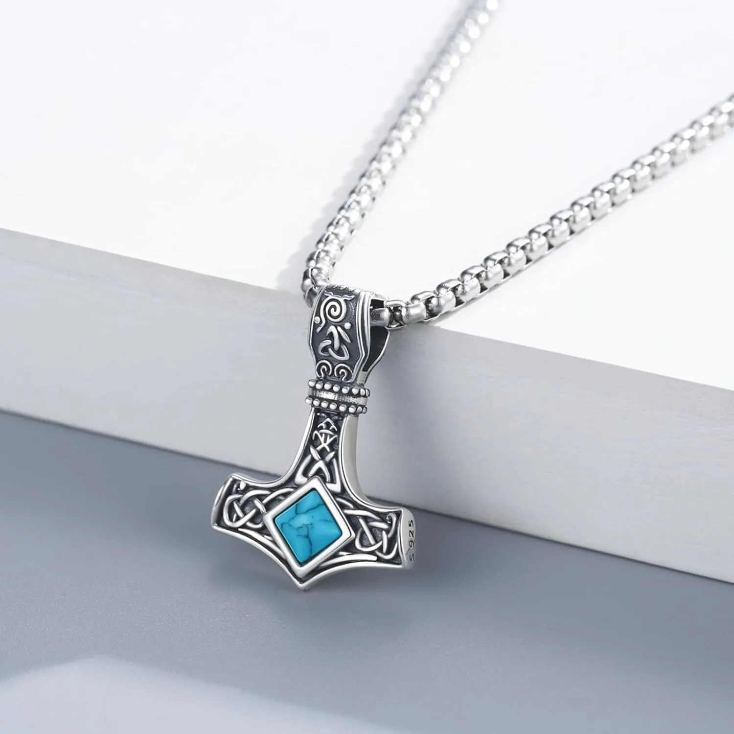 Thor's Hammer Necklace - Sterling Silver Mjolnir Pendant - Viking Jewelry Gifts for Men and Women