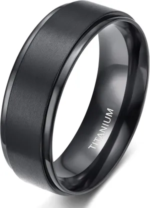 TIGRADE 4mm 6mm 8mm 10mm Black Titanium Rings Wedding Band Matte Comfort Fit for Men Women Size 3-15