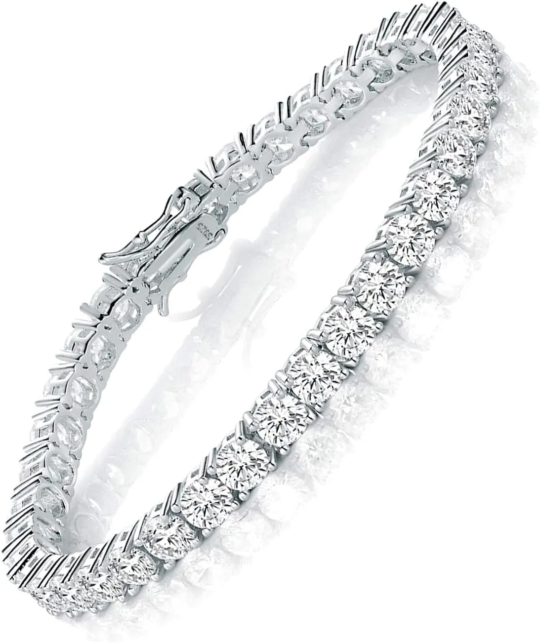 TIKJE 925 Sterling Silver 2-7mm Cubic Zirconia Classic Tennis Bracelet | White Gold Bracelets for Women | Size 6-8.5 inches