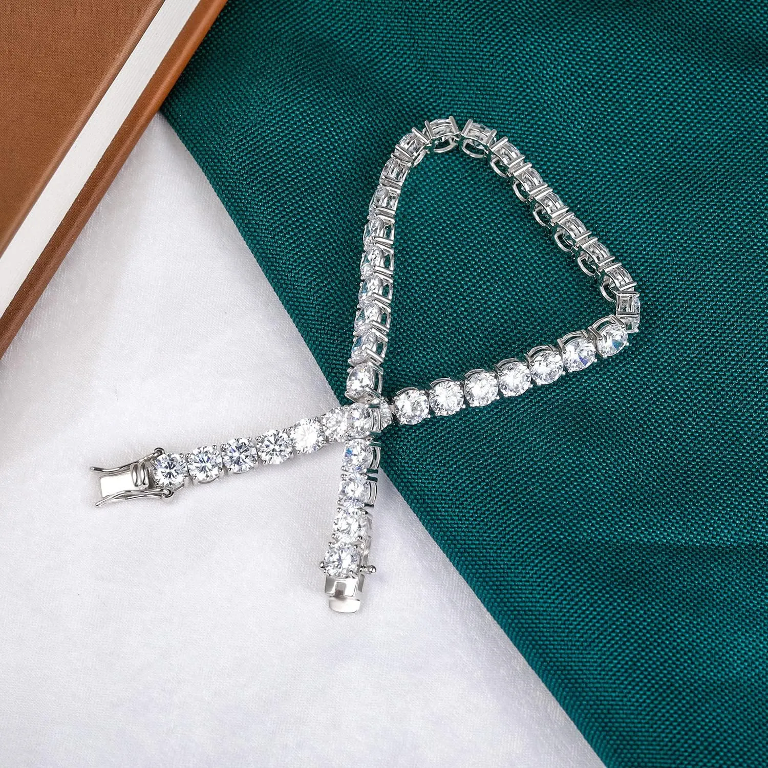 TIKJE 925 Sterling Silver 2-7mm Cubic Zirconia Classic Tennis Bracelet | White Gold Bracelets for Women | Size 6-8.5 inches