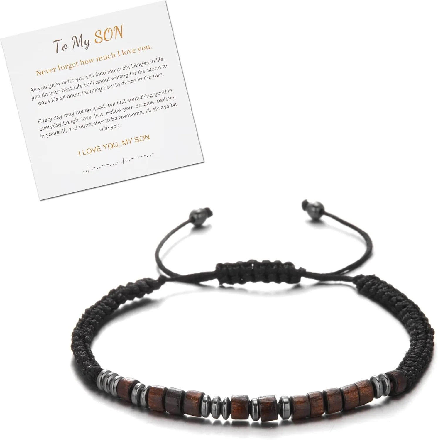 To My Son/To My Grandson/To My Nephew Bracelets Handmade Morse Code Bracelet Love You Jewelry for Men