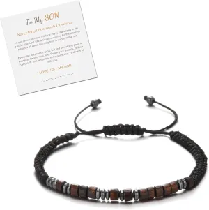 To My Son/To My Grandson/To My Nephew Bracelets Handmade Morse Code Bracelet Love You Jewelry for Men