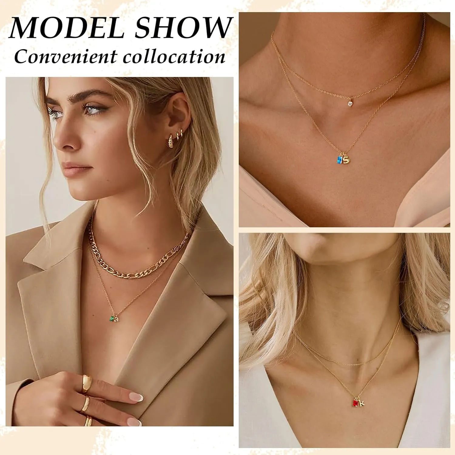 TOBENY Initial Necklaces for Women 14K Gold Plated Birthstone Necklace for Women Trendy Dainty A-Z Gold Letter Necklace for Women Personalized Name Green Emerald Initial Pendant Jewelry Birthday Gift