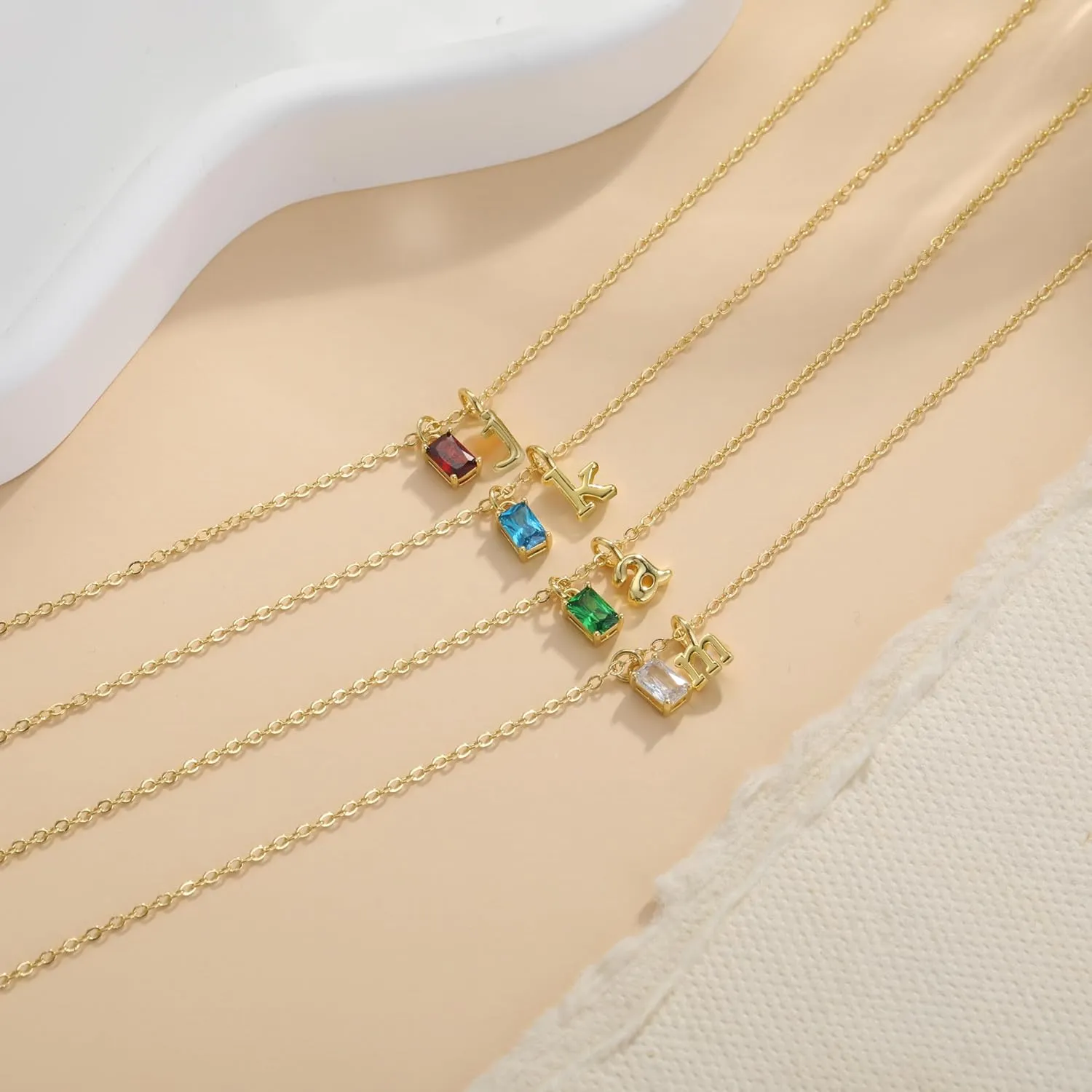 TOBENY Initial Necklaces for Women 14K Gold Plated Birthstone Necklace for Women Trendy Dainty A-Z Gold Letter Necklace for Women Personalized Name Green Emerald Initial Pendant Jewelry Birthday Gift