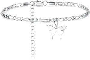 TONY & SANDY Ankle Bracelets for Women - Initial Butterfly Anklet for Women Stainless Steel Figaro Chain Summer Beach Waterproof Foot Jewelry Gifts, Gold/Silver