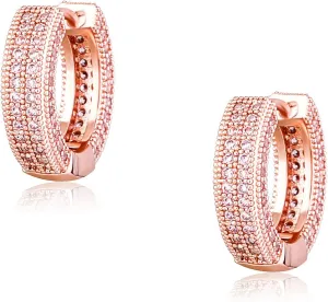TOPGRILLZ Iced Out Hoop Earrings Cubic Zirconia Huggie Cartilage Cuff Hypoallergenic 14K Gold Plated Luxury Fashion Round Circle Earrings For Men Women